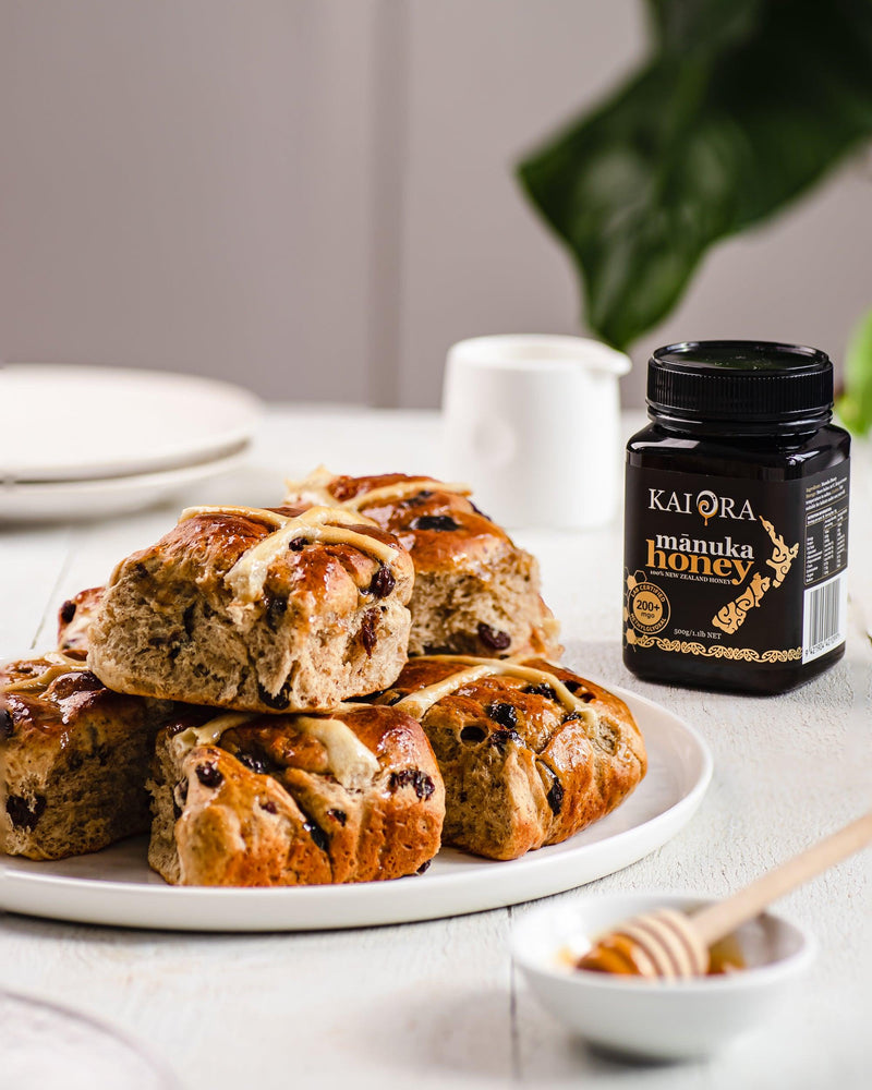 Honey Glazed Hot Cross Buns - Kai Ora Honey Limited, New Zealand