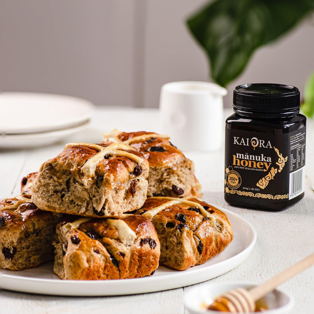 Honey Glazed Hot Cross Buns - Kai Ora Honey Limited, New Zealand