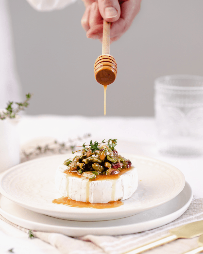 Baked Camembert with Mānuka Honey Roasted Pistachios - Kai Ora Honey Limited, New Zealand